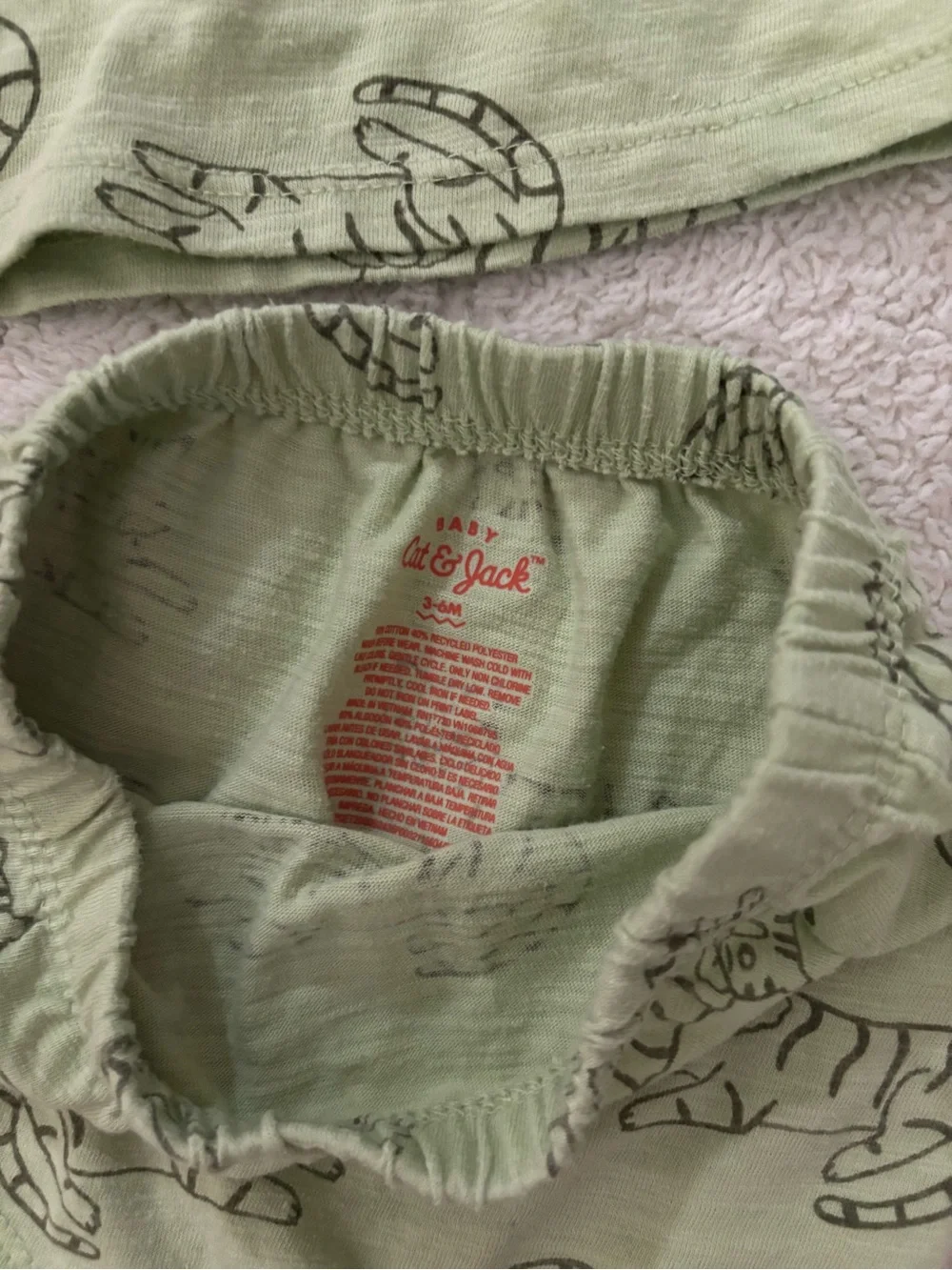 Cat & Jack Light Green Tiger Print Pajama Set